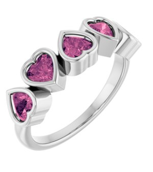72427 Ring Set Sterling Silver Natural Pink Tourmaline Heart 4 X 4 Mm Polished Natural Pink Tourmaline Bezel Set Ring