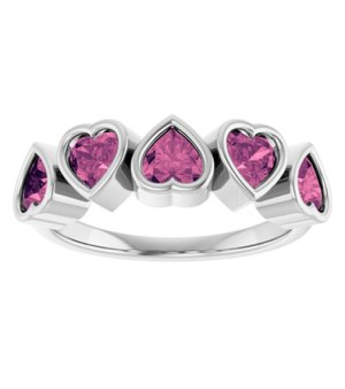 72427 Ring Set Sterling Silver Natural Pink Tourmaline Heart 4 X 4 Mm Polished Natural Pink Tourmaline Bezel Set Ring