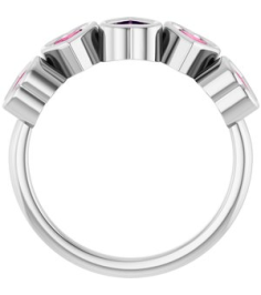 72427 Ring Set Sterling Silver Natural Pink Tourmaline Heart 4 X 4 Mm Polished Natural Pink Tourmaline Bezel Set Ring