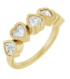 72427 Ring Set 14K Yellow Natural White Sapphire Heart 4 X 4 Mm Polished Natural White Sapphire Bezel Set Ring
