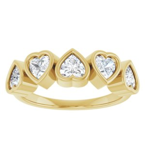 72427 Ring Set 14K Yellow Natural White Sapphire Heart 4 X 4 Mm Polished Natural White Sapphire Bezel Set Ring