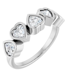 72427 Ring Set 14K White Natural White Sapphire Heart 4 X 4 Mm Polished Natural White Sapphire Bezel Set Ring