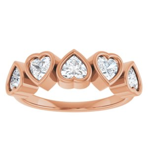 72427 Ring Set 14K Rose Natural White Sapphire Heart 4 X 4 Mm Polished Natural White Sapphire Bezel Set Ring