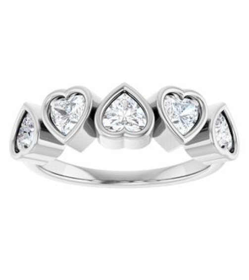 72427 Ring Set Sterling Silver Natural White Sapphire Heart 4 X 4 Mm Polished Natural White Sapphire Bezel Set Ring
