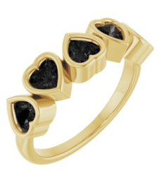 72427 Ring Set 14K Yellow Natural Black Onyx Heart 4 X 4 Mm Polished Natural Black Onyx Bezel Set Ring