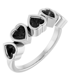 72427 Ring Set 14K White Natural Black Onyx Heart 4 X 4 Mm Polished Natural Black Onyx Bezel Set Ring