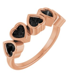 72427 Ring Set 14K Rose Natural Black Onyx Heart 4 X 4 Mm Polished Natural Black Onyx Bezel Set Ring