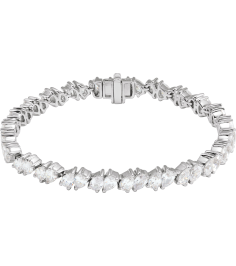Brc970 Bracelet Set 14K White Pear Lab-Grown Diamond 4.7 X 3.3Mm 9 12 Ctw Si, G-H 7 In Polished 9 12 Ctw Lab-Grown Diamond Line Bracelet