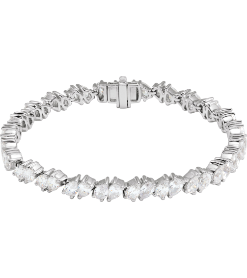 Brc970 Bracelet Set 14K White Pear Lab-Grown Diamond 4.7 X 3.3Mm 9 12 Ctw Si, G-H 7 In Polished 9 12 Ctw Lab-Grown Diamond Line Bracelet