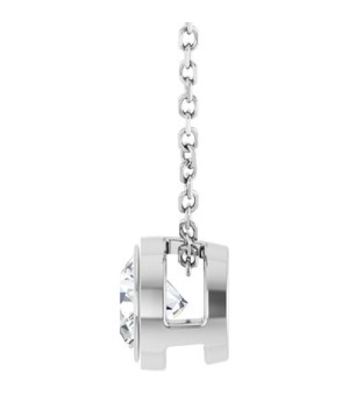 88111 Necklace Set 14K White Round Natural Diamond 5.2Mm 12 Ct I1, G-H 16-18 In Polished 12 Ct Natural Diamond Solitaire Bezel-Set Necklace
