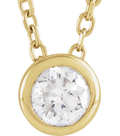 88111 Necklace Set 14K Yellow Round Natural Diamond 5.8Mm 34 Ct I1, G-H 16-18 In Polished 34 Ct Natural Diamond Solitaire Bezel-Set Necklace