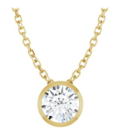 88111 Necklace Set 14K Yellow Round Lab-Grown Diamond 5.2Mm 12 Ct Si1-Si2, G-H 16-18 In Polished 12 Ct Lab-Grown Diamond Solitaire Bezel-Set Necklace