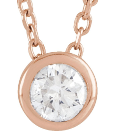 88111 Necklace Set 14K Rose Round Lab-Grown Diamond 5.8Mm 34 Ct Si1-Si2, G-H 16-18 In Polished 34 Ct Lab-Grown Diamond Solitaire Bezel-Set Necklace