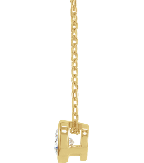 88111 Necklace Set 14K Yellow Round Lab-Grown Diamond 5.8Mm 34 Ct Si1-Si2, G-H 16-18 In Polished 34 Ct Lab-Grown Diamond Solitaire Bezel-Set Necklace