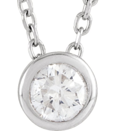 88111 Necklace Set Sterling Silver Round Lab-Grown Diamond 5.8Mm 34 Ct Si1-Si2, G-H 16-18 In Polished 34 Ct Lab-Grown Diamond Solitaire Bezel-Set Necklace