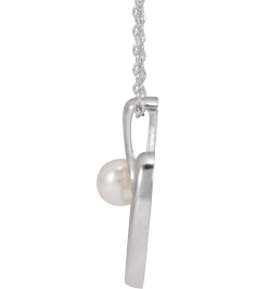 88670 Necklace Set Platinum Pearl Cultured Akoya Pearl 4 Mm 16-18 In Polished Freeform Heart Necklace