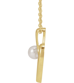 88670 Necklace Set 14K Yellow Pearl Cultured Akoya Pearl 4 Mm 16-18 In Polished Freeform Heart Necklace
