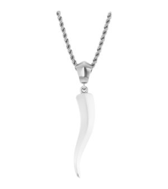 88690 Necklace 14K White Italian Horn 34.3 X 6.25 Mm 20 In Polished Necklace