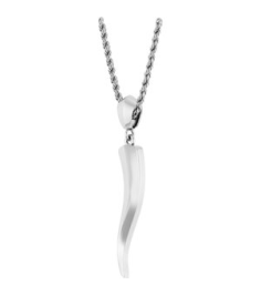 88690 Necklace Sterling Silver Italian Horn 34.3 X 6.25 Mm 20 In Polished Necklace