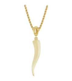 88690 Necklace 14K Yellow Italian Horn 34.3 X 6.25 Mm 20 In Polished Necklace