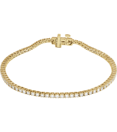Brc951 Bracelet Set 14K Yellow Round Lab-Grown Diamond 1.8Mm 2 Ctw Si1-Si2, G-H 7 In Polished 2 Ctw Lab-Grown Diamond Line Bracelet