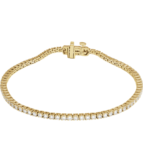 Brc951 Bracelet Set 14K Yellow Round Lab-Grown Diamond 1.8Mm 2 Ctw Si1-Si2, G-H 7 In Polished 2 Ctw Lab-Grown Diamond Line Bracelet