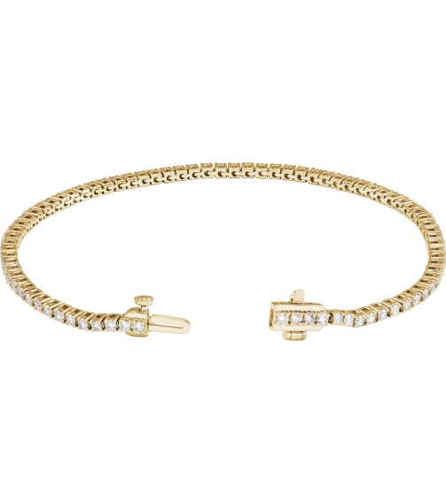 Brc951 Bracelet Set 14K Yellow Round Lab-Grown Diamond 1.8Mm 2 Ctw Si1-Si2, G-H 7 In Polished 2 Ctw Lab-Grown Diamond Line Bracelet