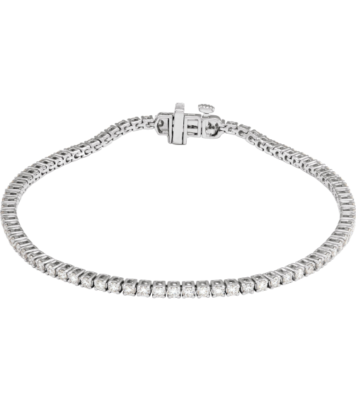 Brc951 Bracelet Set 14K White Round Lab-Grown Diamond 1.8Mm 2 Ctw Si1-Si2, G-H 7 In Polished 2 Ctw Lab-Grown Diamond Line Bracelet