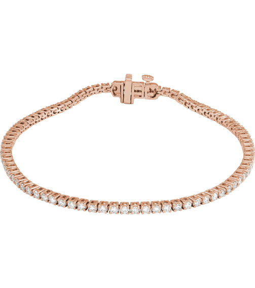 Brc951 Bracelet Set 14K Rose Round Lab-Grown Diamond 1.8Mm 2 Ctw Si1-Si2, G-H 7 In Polished 2 Ctw Lab-Grown Diamond Line Bracelet