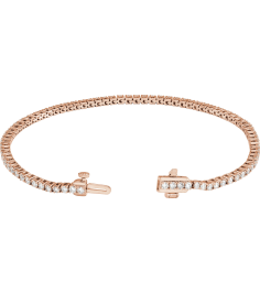 Brc951 Bracelet Set 14K Rose Round Lab-Grown Diamond 1.8Mm 2 Ctw Si1-Si2, G-H 7 In Polished 2 Ctw Lab-Grown Diamond Line Bracelet