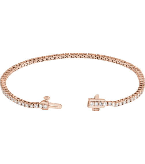 Brc951 Bracelet Set 14K Rose Round Lab-Grown Diamond 1.8Mm 2 Ctw Si1-Si2, G-H 7 In Polished 2 Ctw Lab-Grown Diamond Line Bracelet
