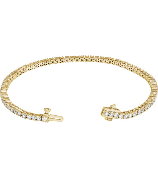 Brc951 Bracelet Set 14K Yellow Round Lab-Grown Diamond 2.1Mm 3 Ctw Si1-Si2, G-H 7 In Polished 3 Ctw Lab-Grown Diamond Line Bracelet