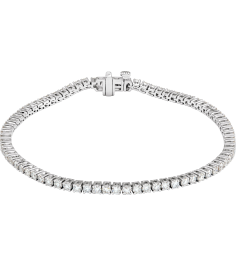 Brc951 Bracelet Set 14K White Round Lab-Grown Diamond 2.1Mm 3 Ctw Si1-Si2, G-H 7 In Polished 3 Ctw Lab-Grown Diamond Line Bracelet
