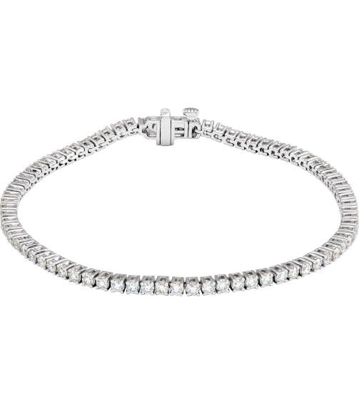 Brc951 Bracelet Set 14K White Round Lab-Grown Diamond 2.1Mm 3 Ctw Si1-Si2, G-H 7 In Polished 3 Ctw Lab-Grown Diamond Line Bracelet
