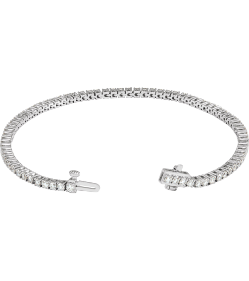 Brc951 Bracelet Set 14K White Round Lab-Grown Diamond 2.1Mm 3 Ctw Si1-Si2, G-H 7 In Polished 3 Ctw Lab-Grown Diamond Line Bracelet