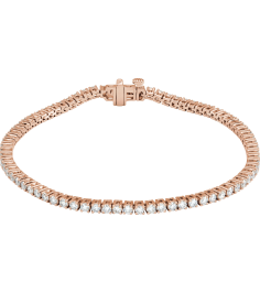 Brc951 Bracelet Set 14K Rose Round Lab-Grown Diamond 2.1Mm 3 Ctw Si1-Si2, G-H 7 In Polished 3 Ctw Lab-Grown Diamond Line Bracelet
