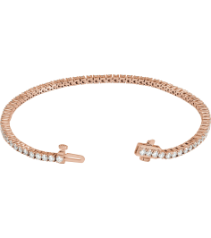 Brc951 Bracelet Set 14K Rose Round Lab-Grown Diamond 2.1Mm 3 Ctw Si1-Si2, G-H 7 In Polished 3 Ctw Lab-Grown Diamond Line Bracelet