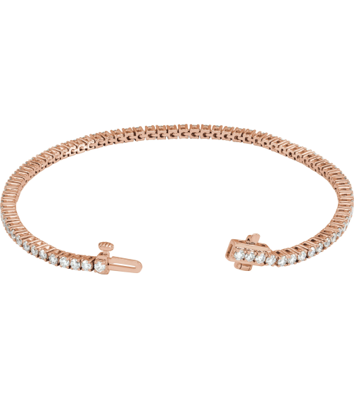 Brc951 Bracelet Set 14K Rose Round Lab-Grown Diamond 2.1Mm 3 Ctw Si1-Si2, G-H 7 In Polished 3 Ctw Lab-Grown Diamond Line Bracelet