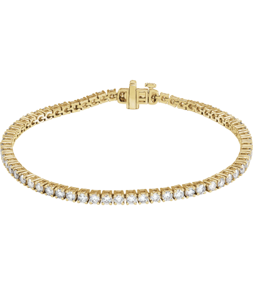 Brc951 Bracelet Set 14K Yellow Round Lab-Grown Diamond 2.5Mm 4 Ctw Si1-Si2, G-H 7 In Polished 4 Ctw Lab-Grown Diamond Line Bracelet