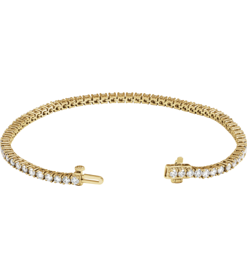Brc951 Bracelet Set 14K Yellow Round Lab-Grown Diamond 2.5Mm 4 Ctw Si1-Si2, G-H 7 In Polished 4 Ctw Lab-Grown Diamond Line Bracelet