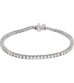 Brc951 Bracelet Set 14K White Round Lab-Grown Diamond 2.5Mm 4 Ctw Si1-Si2, G-H 7 In Polished 4 Ctw Lab-Grown Diamond Line Bracelet