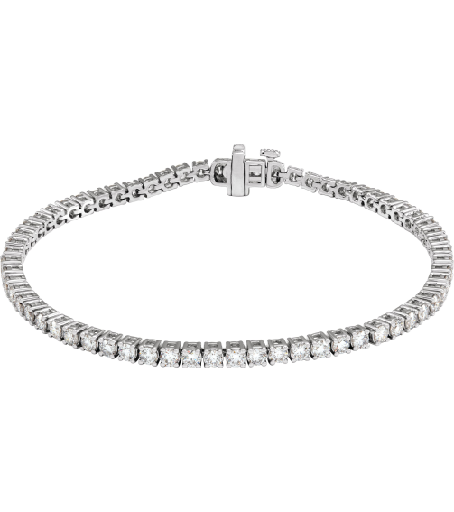 Brc951 Bracelet Set 14K White Round Lab-Grown Diamond 2.5Mm 4 Ctw Si1-Si2, G-H 7 In Polished 4 Ctw Lab-Grown Diamond Line Bracelet