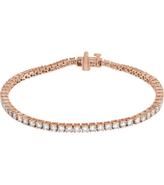 Brc951 Bracelet Set 14K Rose Round Lab-Grown Diamond 2.5Mm 4 Ctw Si1-Si2, G-H 7 In Polished 4 Ctw Lab-Grown Diamond Line Bracelet