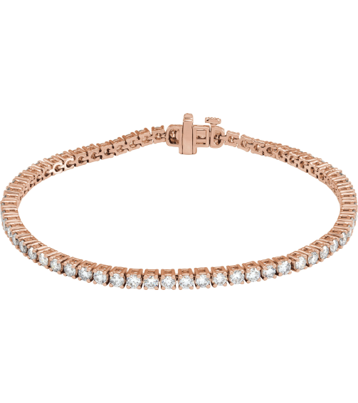 Brc951 Bracelet Set 14K Rose Round Lab-Grown Diamond 2.5Mm 4 Ctw Si1-Si2, G-H 7 In Polished 4 Ctw Lab-Grown Diamond Line Bracelet