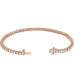 Brc951 Bracelet Set 14K Rose Round Lab-Grown Diamond 2.5Mm 4 Ctw Si1-Si2, G-H 7 In Polished 4 Ctw Lab-Grown Diamond Line Bracelet