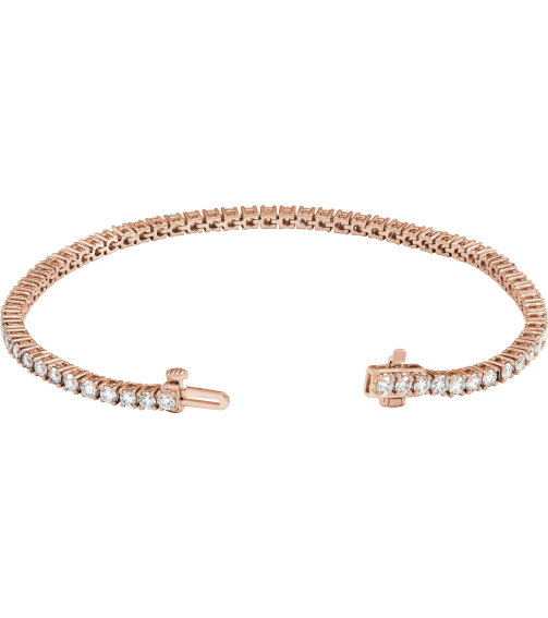 Brc951 Bracelet Set 14K Rose Round Lab-Grown Diamond 2.5Mm 4 Ctw Si1-Si2, G-H 7 In Polished 4 Ctw Lab-Grown Diamond Line Bracelet