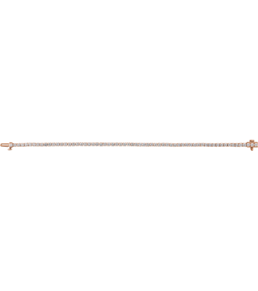 Brc951 Bracelet Set 14K Rose Round Lab-Grown Diamond 2.5Mm 4 Ctw Si1-Si2, G-H 7 In Polished 4 Ctw Lab-Grown Diamond Line Bracelet