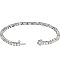 Brc951 Bracelet Set 14K White Round Lab-Grown Diamond 2.9Mm 5 Ctw Si1-Si2, G-H 7 In Polished 5 Ctw Lab-Grown Diamond Line Bracelet