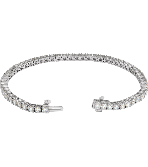 Brc951 Bracelet Set 14K White Round Lab-Grown Diamond 2.9Mm 5 Ctw Si1-Si2, G-H 7 In Polished 5 Ctw Lab-Grown Diamond Line Bracelet