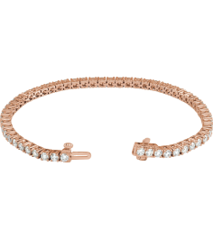 Brc951 Bracelet Set 14K Rose Round Lab-Grown Diamond 2.9Mm 5 Ctw Si1-Si2, G-H 7 In Polished 5 Ctw Lab-Grown Diamond Line Bracelet